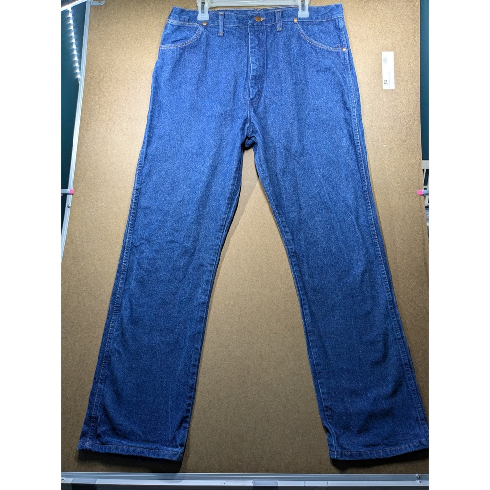 Wrangler 13MWZ Cowboy Cut Jeans Mens 40x32 Blue Denim Made in USA Straight Leg
